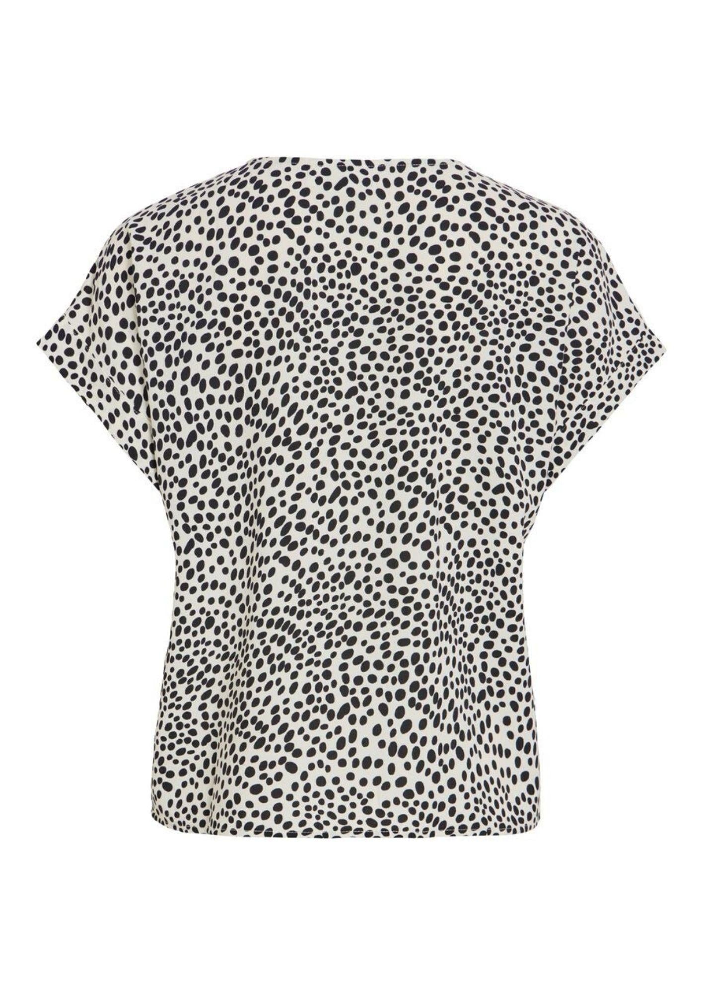 Vila T-Shirt Donna Biaca con Pois Neri 14101663 Sandshell DOT BLACK BEAUTY VILA 