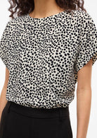 Vila T-Shirt Donna Biaca con Pois Neri 14101663 Sandshell DOT BLACK BEAUTY VILA 