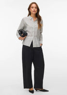 Vero Moda Camicia Donna Kaja Bianca Righe Nere 10340687 Snow White Amanda Black VERO MODA 