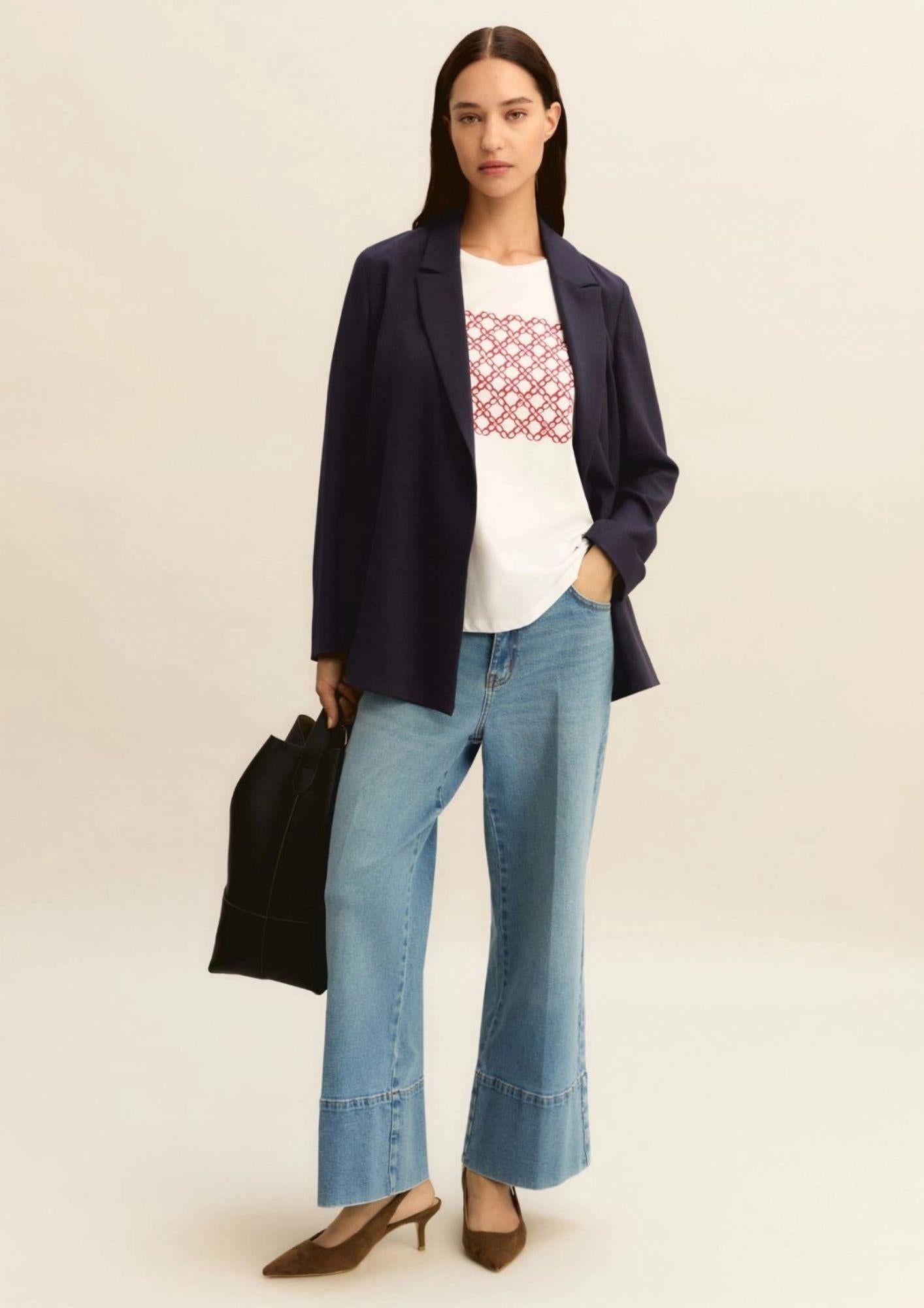 Emme Marella T-Shirt Donna Bianca Stampa Rosso Geometrico 2615971051200 004 EMME MARELLA 