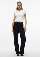 Vero Moda T-Shirt Donna Chloe Marrone Bianco 10306894 Snow White VERO MODA 