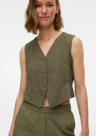 Vero Moda Top Donna Caia Verde 10333795 Deep Lichen Green VERO MODA 