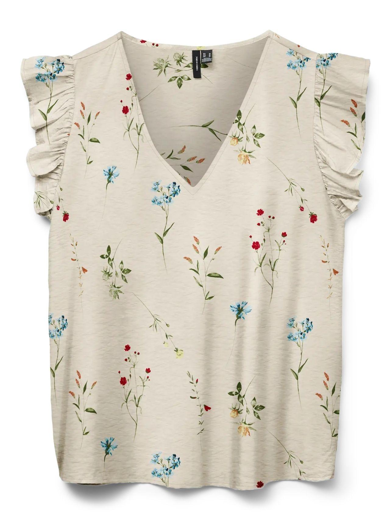 Vero Moda Top Donna Josie Bianco Pomice Stampa Bea 10303762 Pumice Stone Bea VERO MODA 