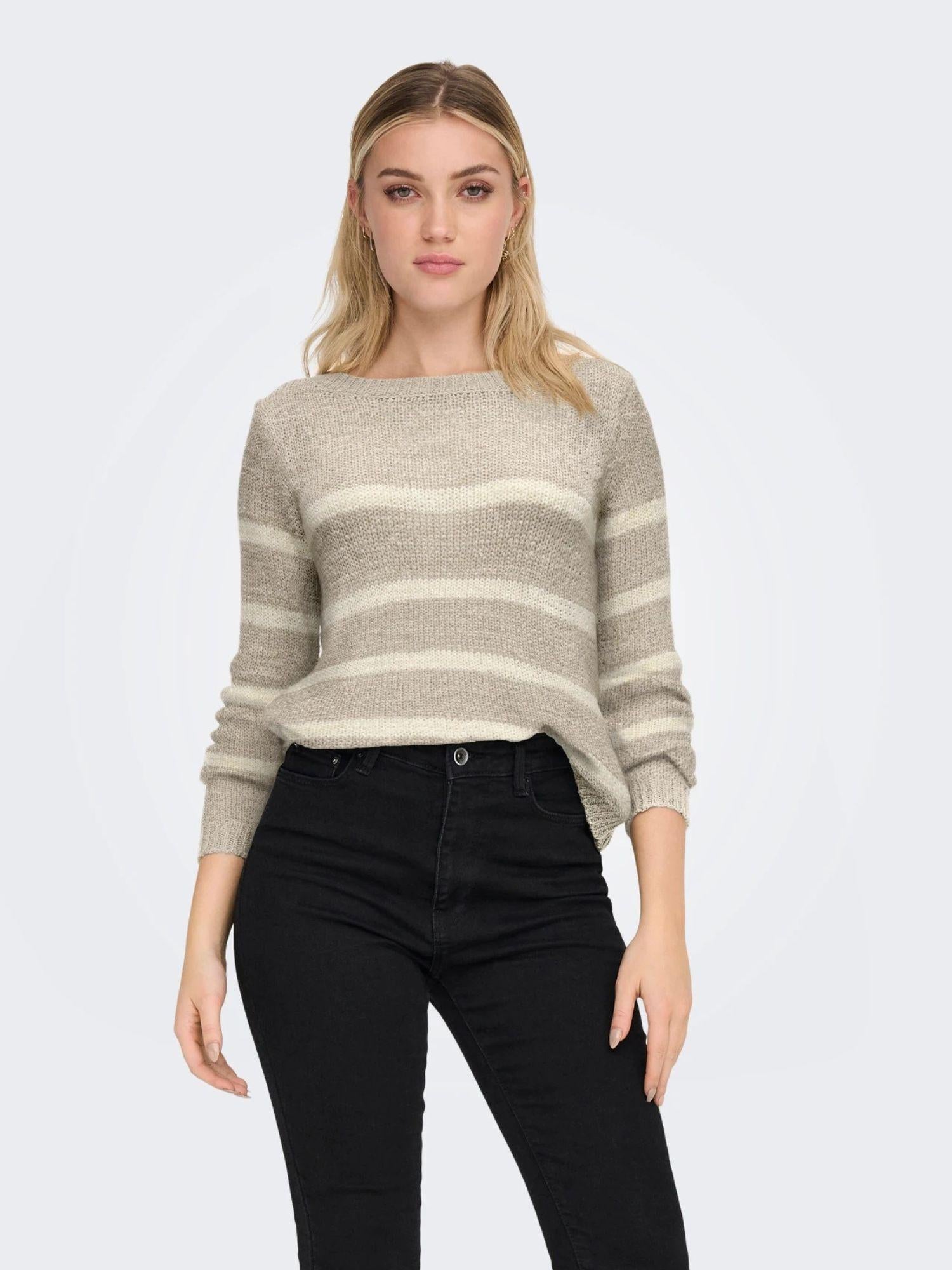 Only Maglia Donna Simply Taupe Onlgeena 15113356 Simply Taupe Eggnog ONLY 