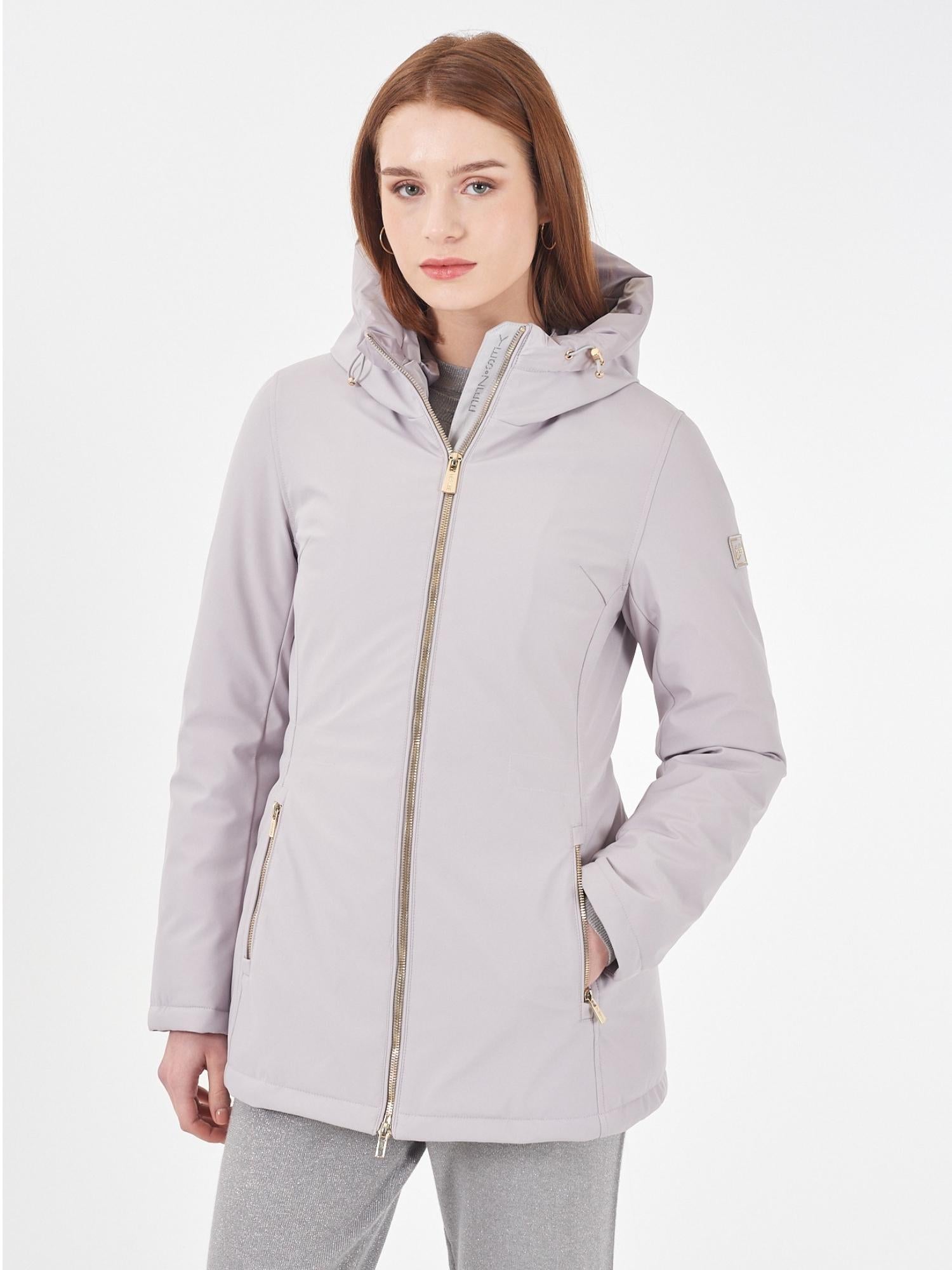 Yes Zee Cappotto Softshell con Cappuccio e Coulisse Donna Grigio Perla O088 M200 0819 YES ZEE 