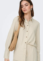 Jacqueline De Yong Camicia Donna Say Grigio Avena 15318364 Oatmeal MELANGE JACQUELINE DE YONG 