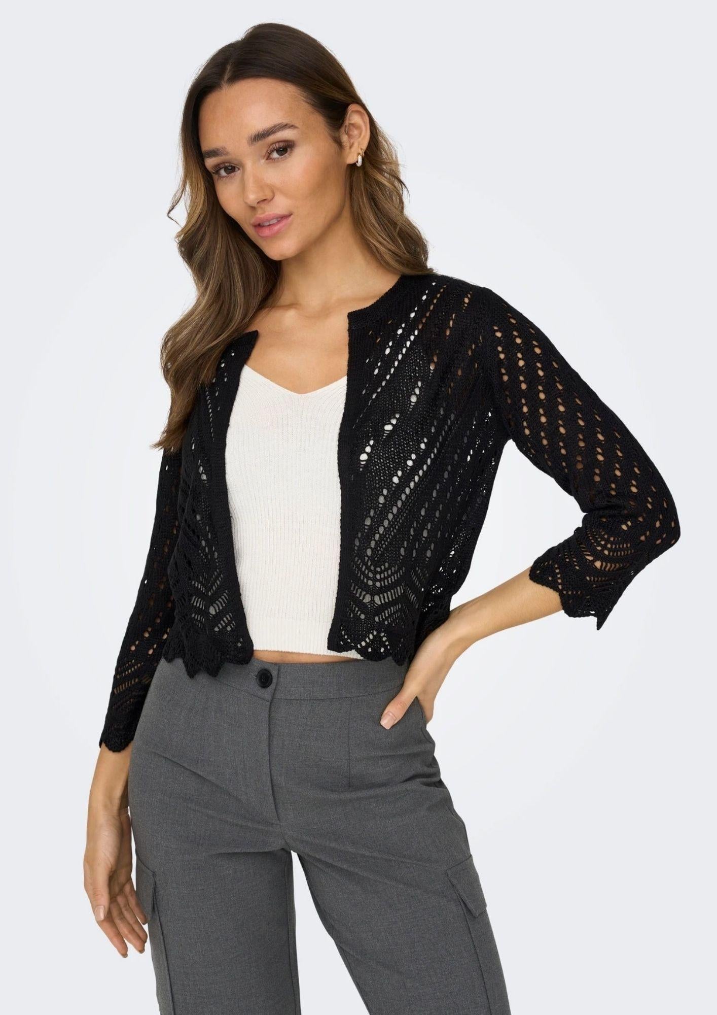 Jacqueline De Yong Cardigan Donna Sun Nero 15184486 Black JACQUELINE DE YONG 