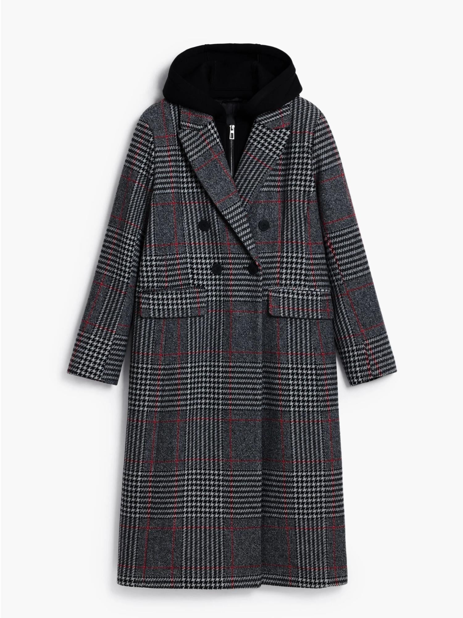 Desigual Cappotto tartan con cappuccio Donna Nero 25WWEW13 2007 DESIGUAL 