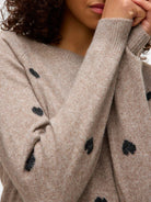 Vero Moda Maglione Donna Doffy Beige E Nero 10330790 Moon Rock W. BLACK BOWS VERO MODA 