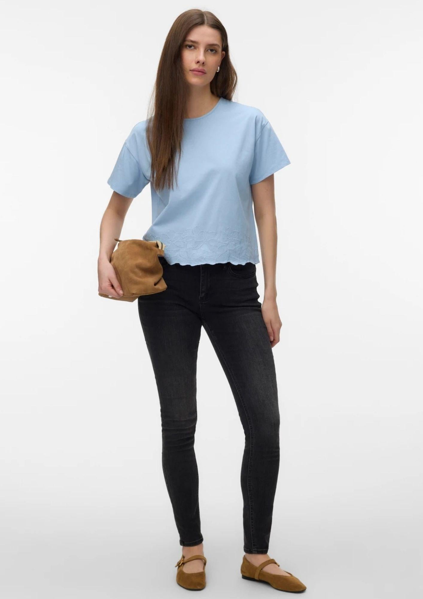 Vero Moda T-Shirt Donna Noah Blu Cashmere 10342965 Cashmere Blue Casmere Blue VERO MODA 