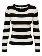 Jacqueline De Yong Maglione Donna Plum Nero Eggnog Stripes 15277223 Black W EGGNOG STRIPES JACQUELINE DE YONG 