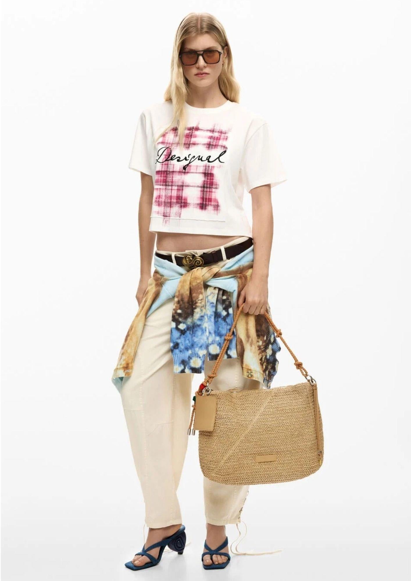 Desigual Borsa Donna Bag Half Logo Raffia Leiria Beige 26SAXO04 1014 DESIGUAL 