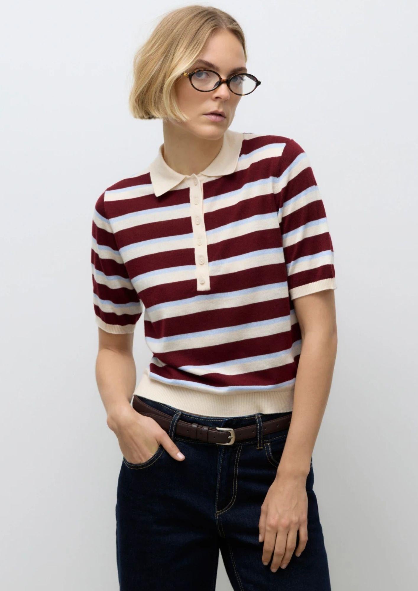 Aware Maglione Donna Sikita Bianco Betulla a Righe 10329594 Birch ZINFANDEL VERO MODA 