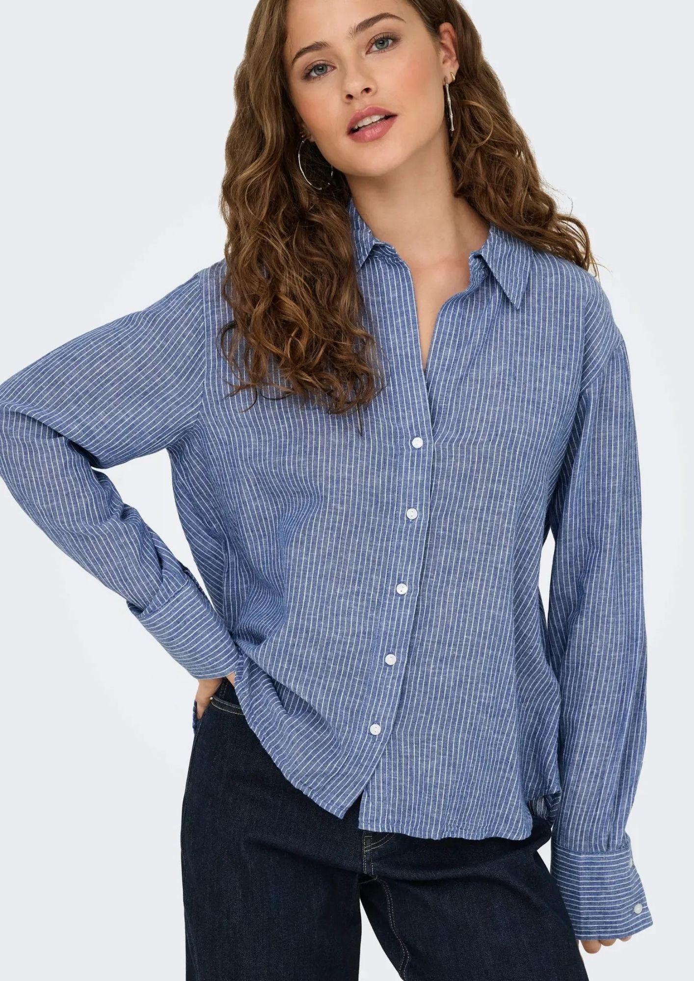 Jacqueline De Yong Camicia Donna Mila Blu Righe Bianche 15345487 Star Sapphire CLOUD DANCER JACQUELINE DE YONG 