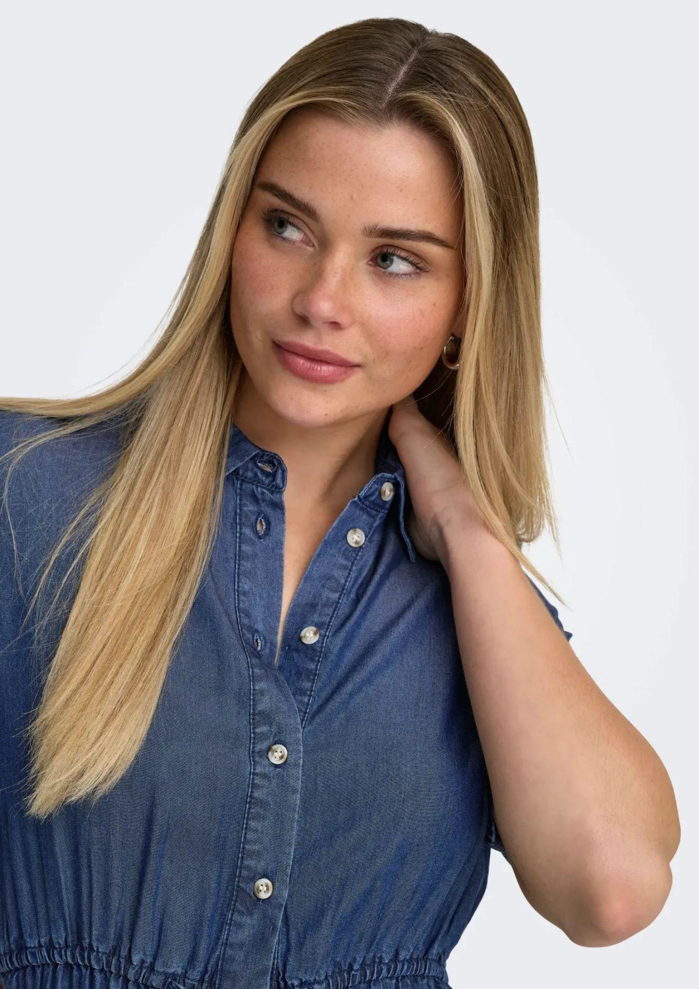 Only Abito Donna Charis Blu Denim Scuro 15363971 Dark Blue Denim ONLY 