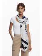Desigual Foulard rettangolare con tratti Donna Bianco 25WAWA06 1025 DESIGUAL 