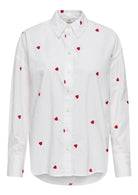 Jacqueline De Yong Camicia Donna Nelly Bianca Cuori Rossi 15330490 White HEART EMBROIDERY JACQUELINE DE YONG 