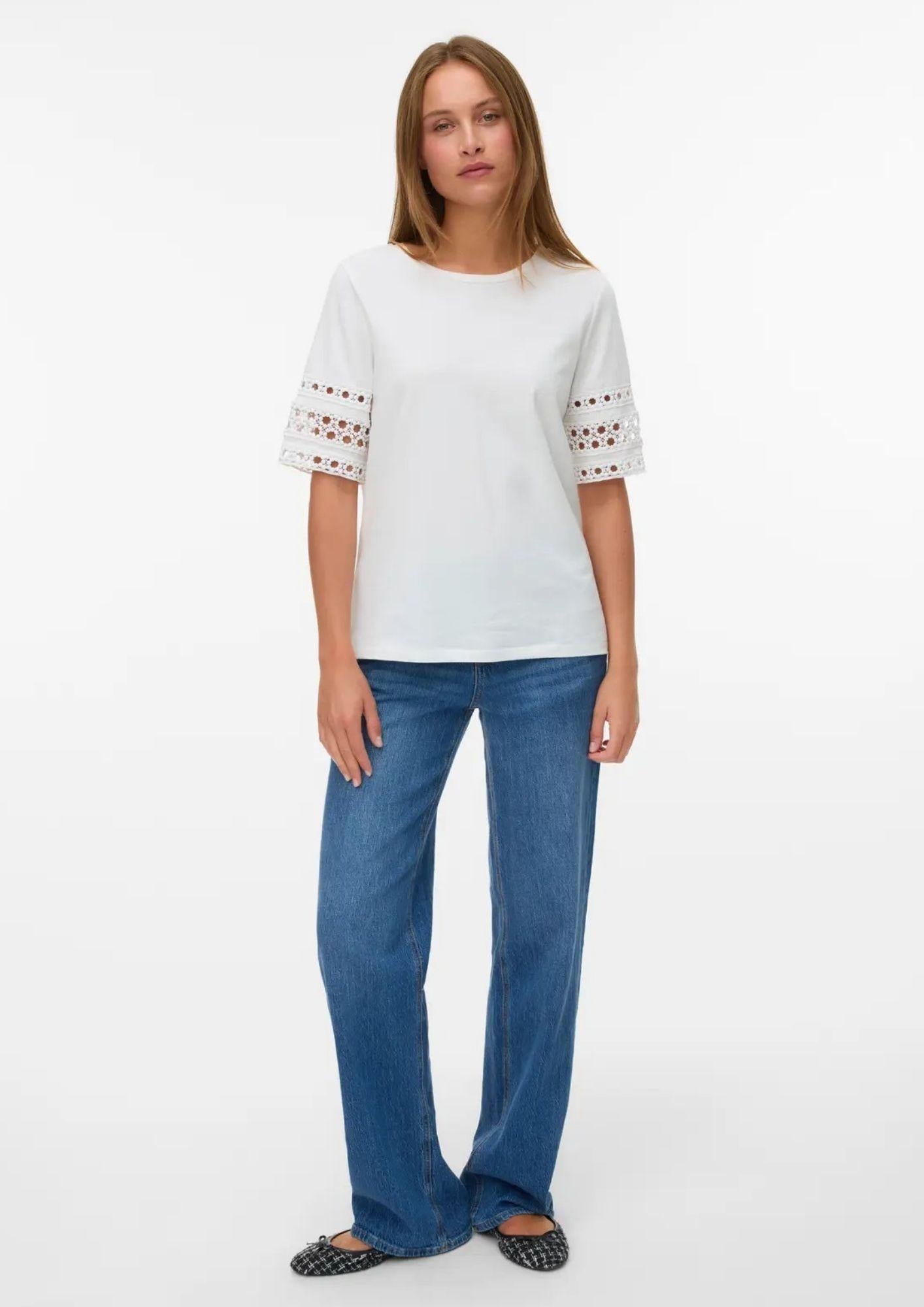 Vero Moda Top Donna Ivacy Bianco 10340787 Snow White SNOW WHITE LACE VERO MODA 