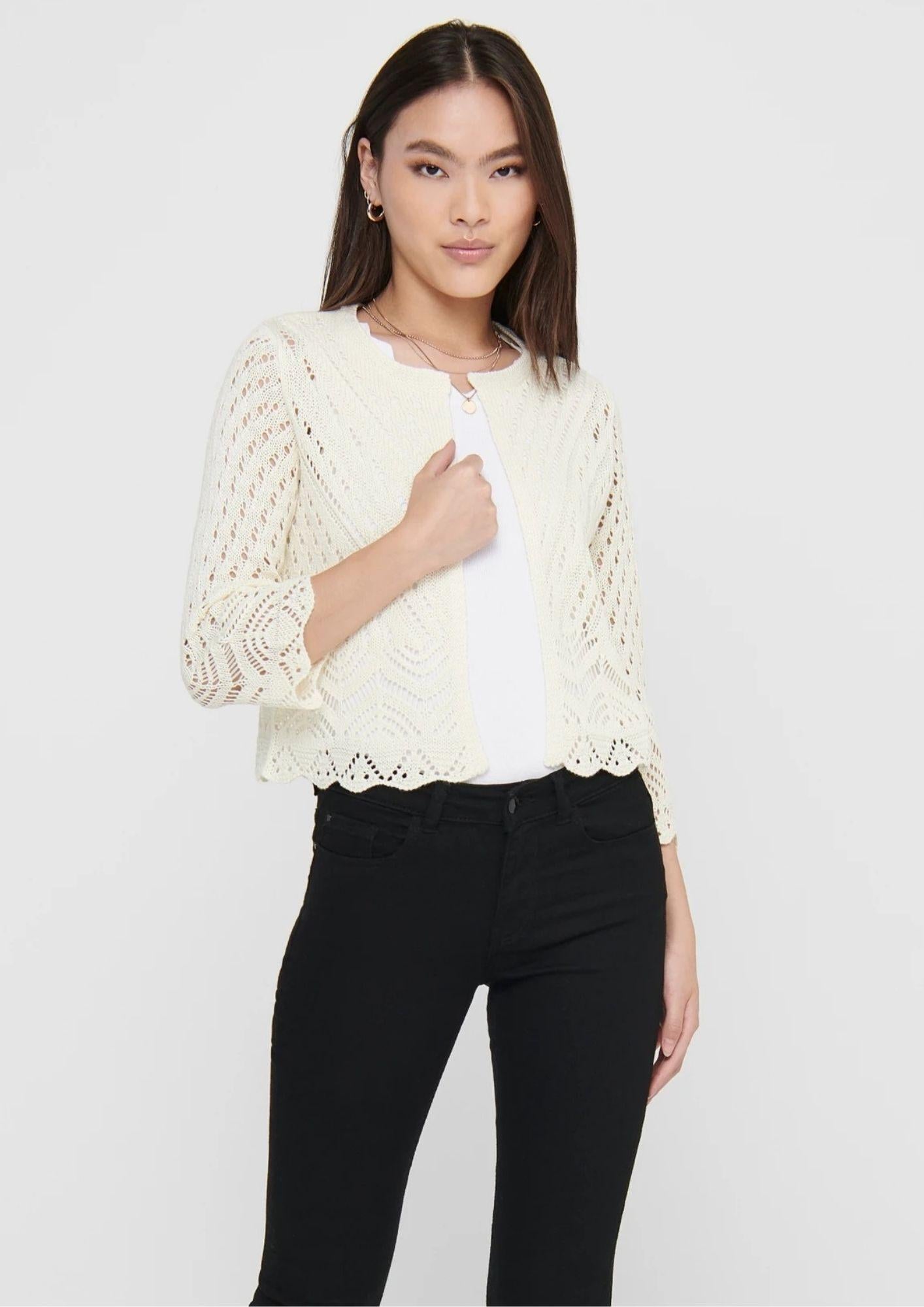 Jacqueline De Yong Cardigan Donna Sun Bianco Tapioca 15184486 Tapioca JACQUELINE DE YONG 
