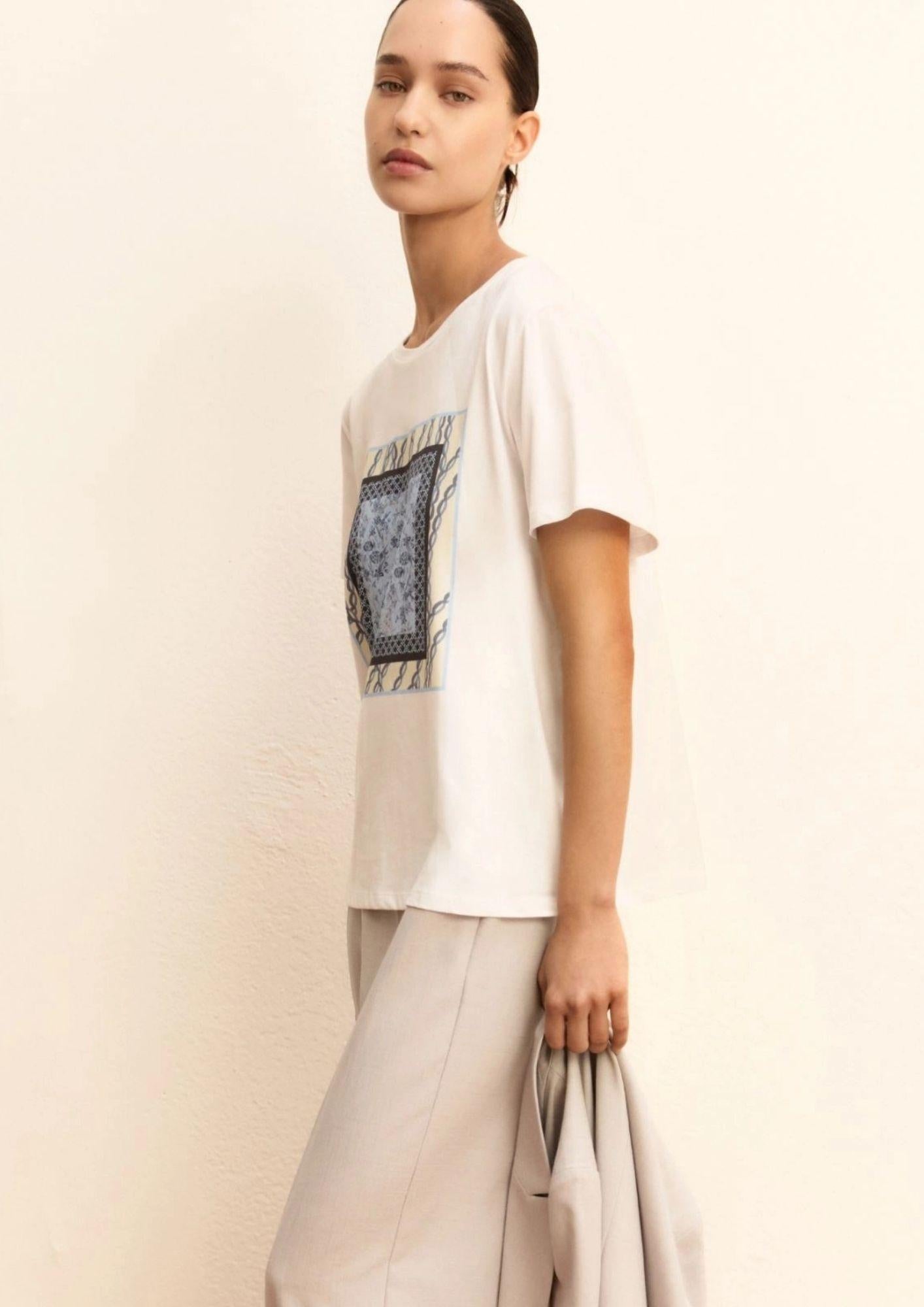 Emme Marella T-Shirt Donna Bianca Stampa Blu Foulard 2615971051200 001 EMME MARELLA 