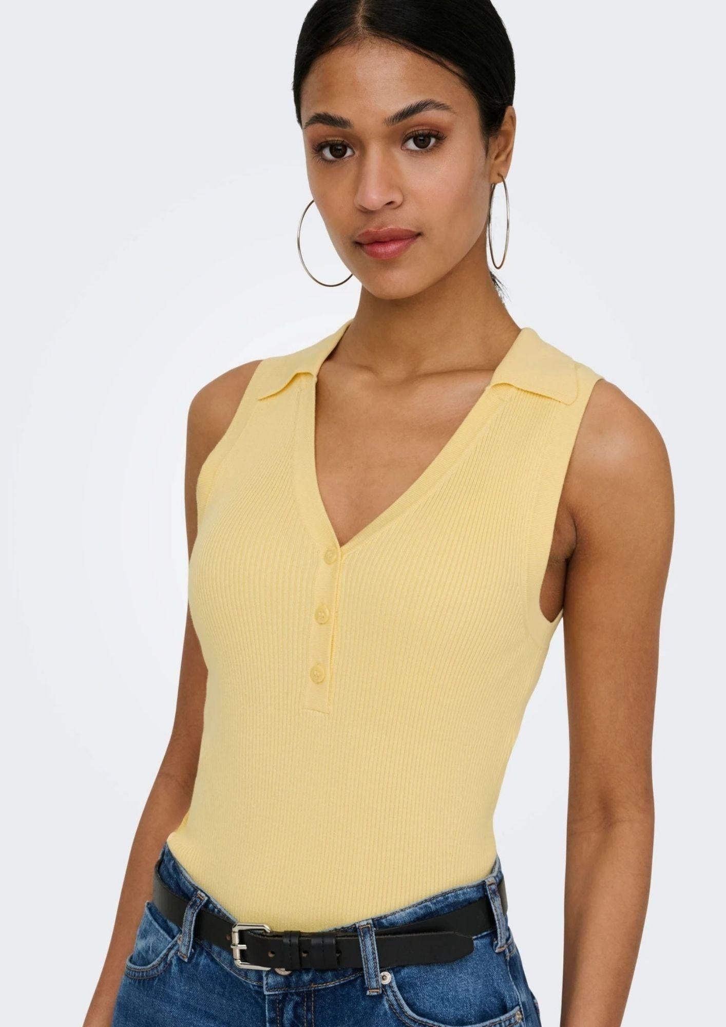 Jacqueline De Yong Top Donna Nanna Giallo 15351433 Double Cream JACQUELINE DE YONG 