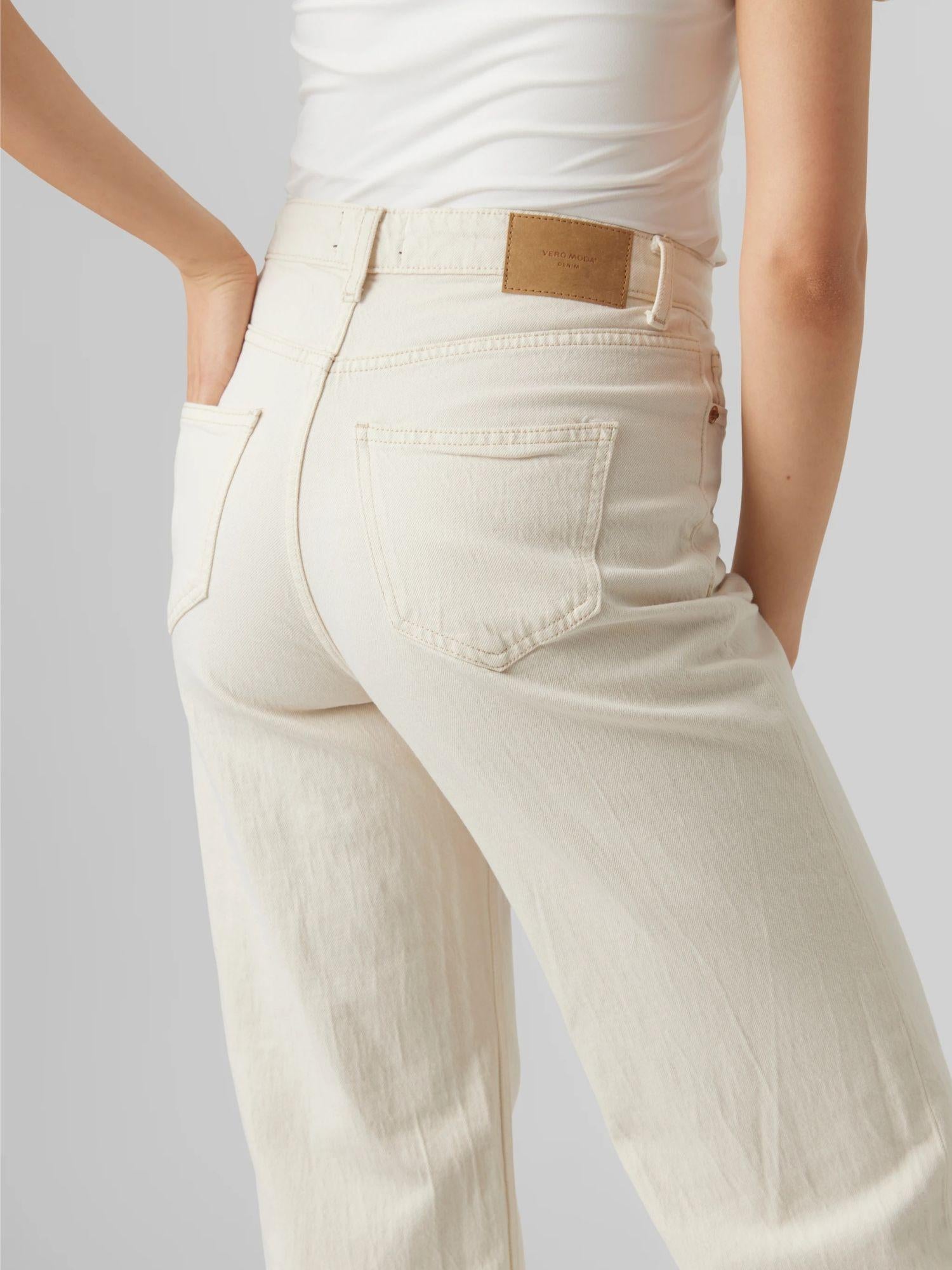 Vero Moda Jeans Donna Wide Fit Ecru VMTessa 10287303 Ecru VERO MODA 
