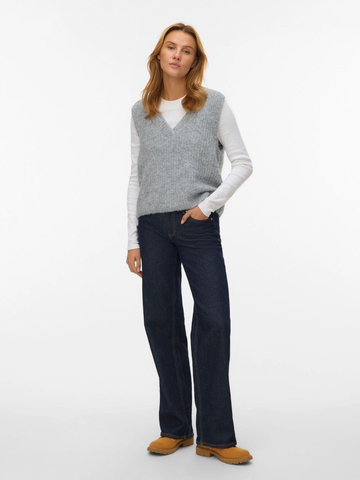 Vero Moda VMNOVAH Maglione smanicato Donna Medium Grey Melange 10339078 Medium Grey Melange VERO MODA 