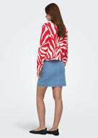 Only Camicia Donna Sakura Bianco e Rosso 15366883 Barbados Cherry ONLY 