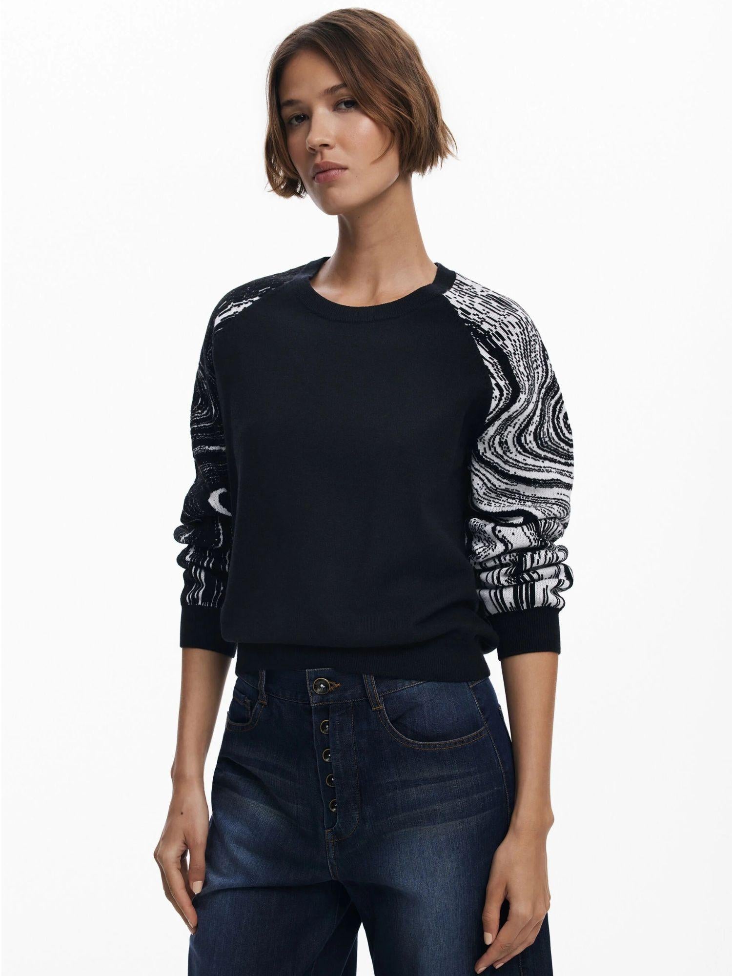 Desigual Maglione a maniche marmorizzate Donna Nero 25WWJF28 2000 DESIGUAL 