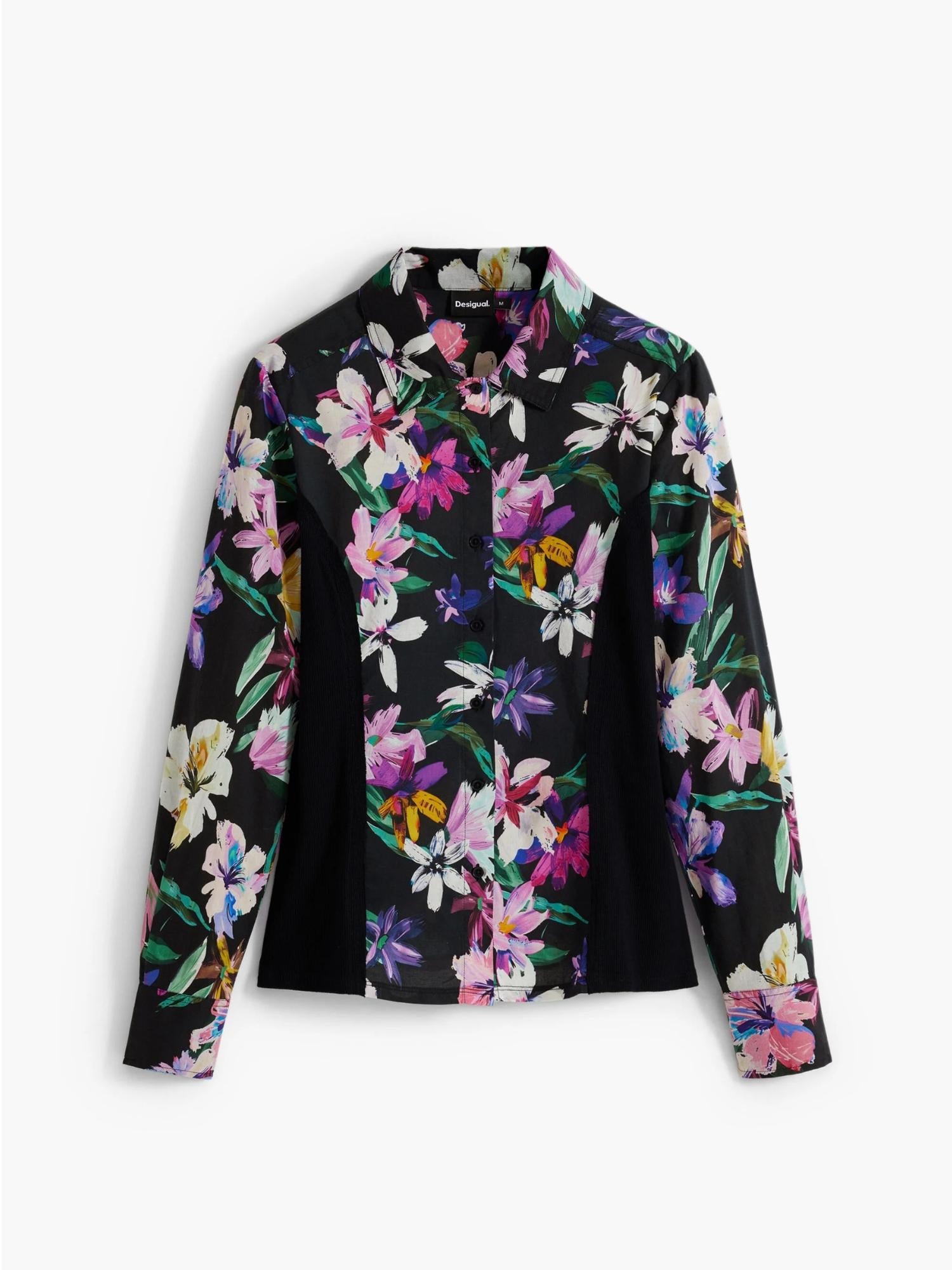 Desigual Camicia a fiori silhouette combinata Donna Nero 25WWCW15 2000 DESIGUAL 