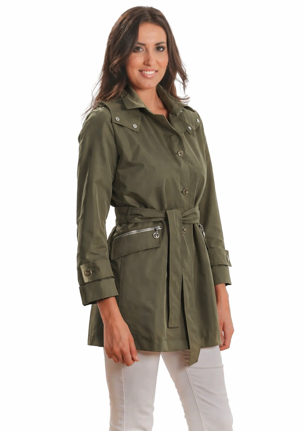 Satinette Trench Donna Verde Militare 023 MARINA MILITARE SATINETTE 