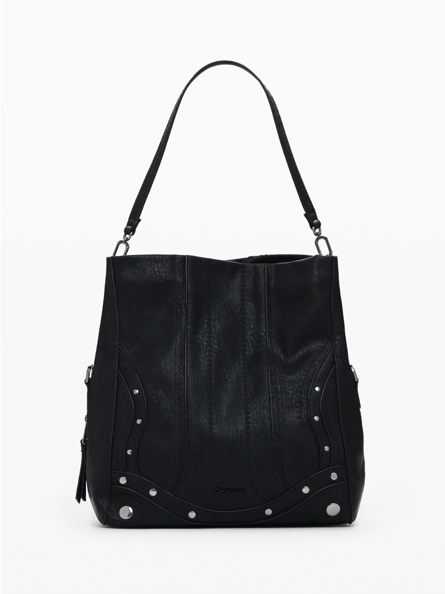 Desigual Borsa effetto pelle ricamata media Donna Nero 25WAXPAA 2000 DESIGUAL 