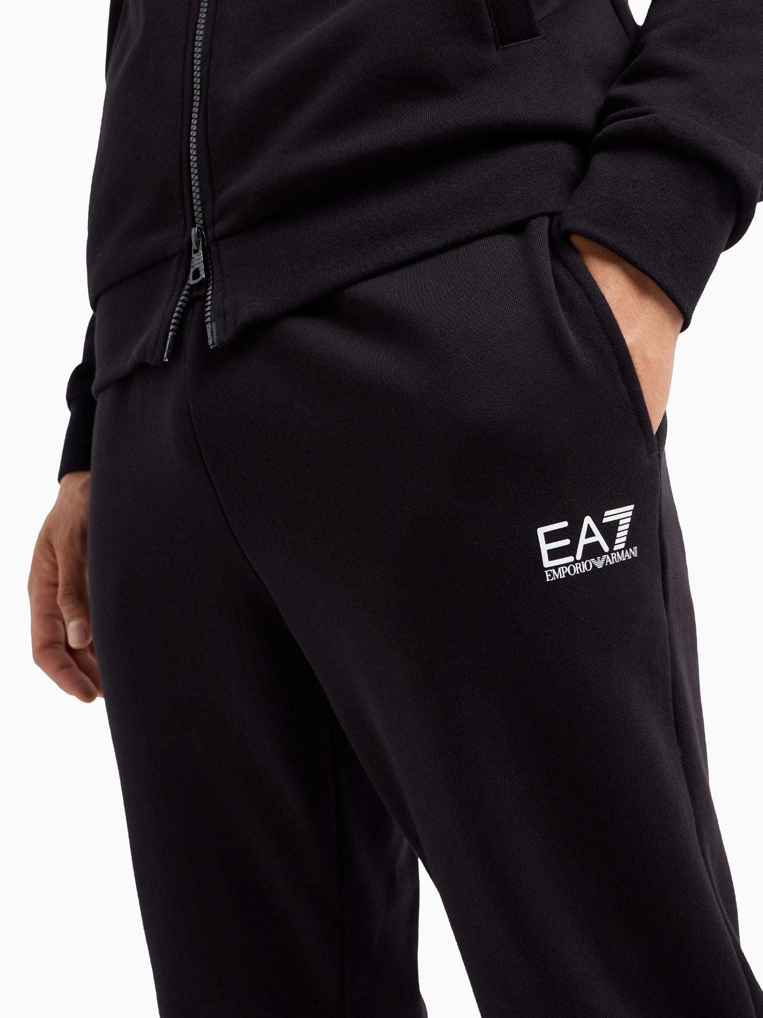 EA7 Emporio Armani Tuta Uomo Core Identity Con Cappuccio In Misto Cotone Nero 8NPV68 PJVTZ 1200 EA7 EMPORIO ARMANI 