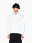 Armani Exchange Felpa con cappuccio e zip con logo ricamato Uomo Bianco XM000371 AF10818 U0009 ARMANI EXCHANGE 