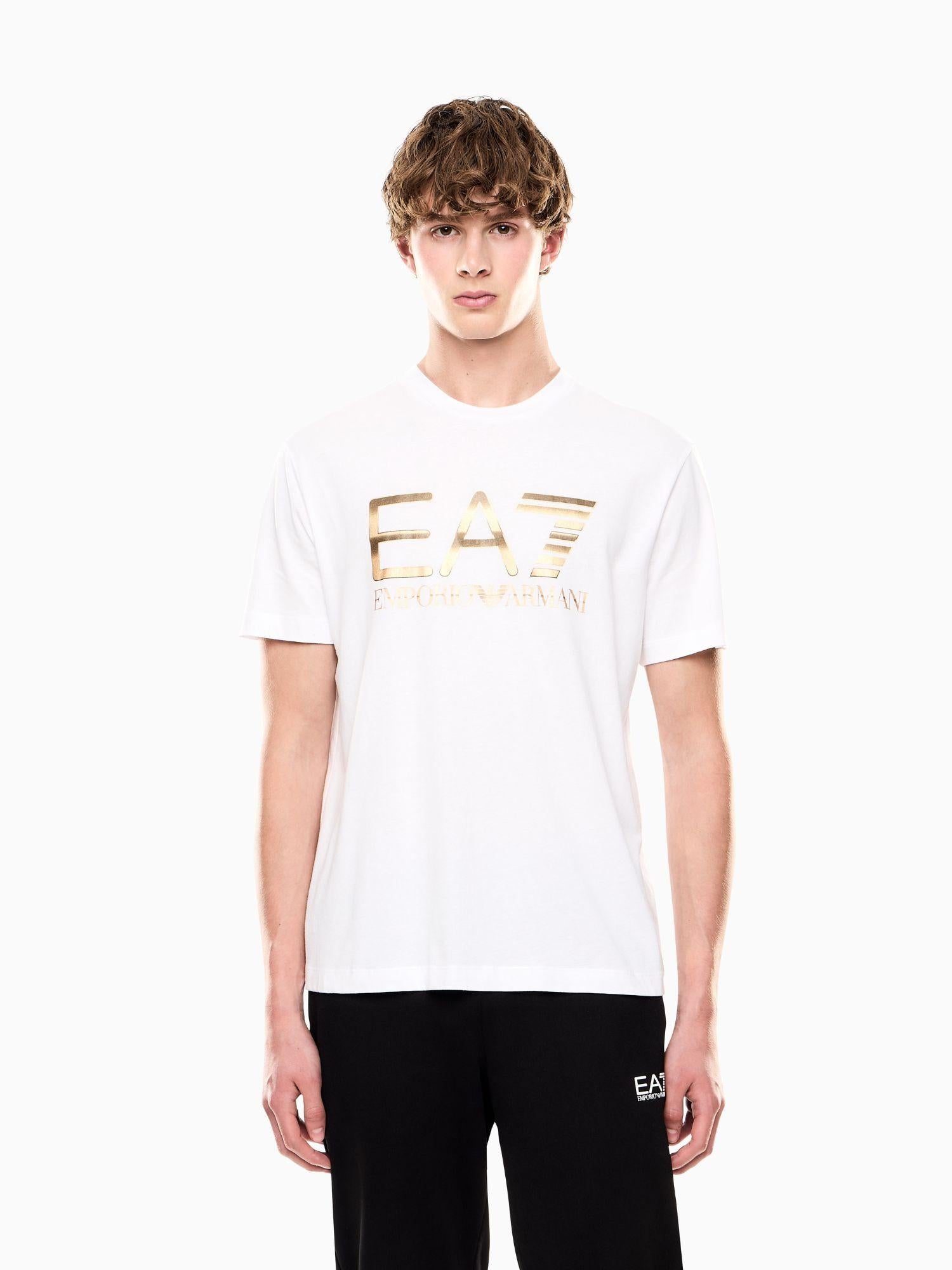 EA7 Emporio Armani T-shirt Logo Series in cotone con maxi logo Uomo Bianco 7M001189 AF17789 U0002 EA7 EMPORIO ARMANI 