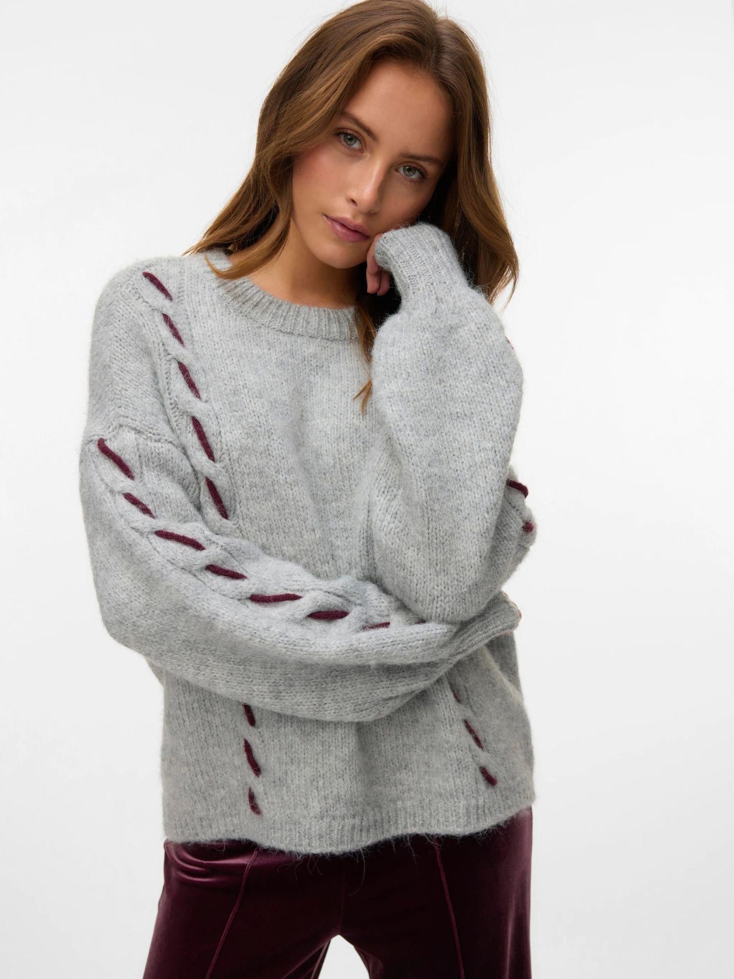 Vero Moda VMILINA Maglione Donna Light Grey Melange 10334866 Light Grey Melange VERO MODA 