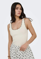 Jacqueline De Yong Top Donna Nanna Bianco e Nero 15290585 Cloud Dancer W. BLACK JACQUELINE DE YONG 
