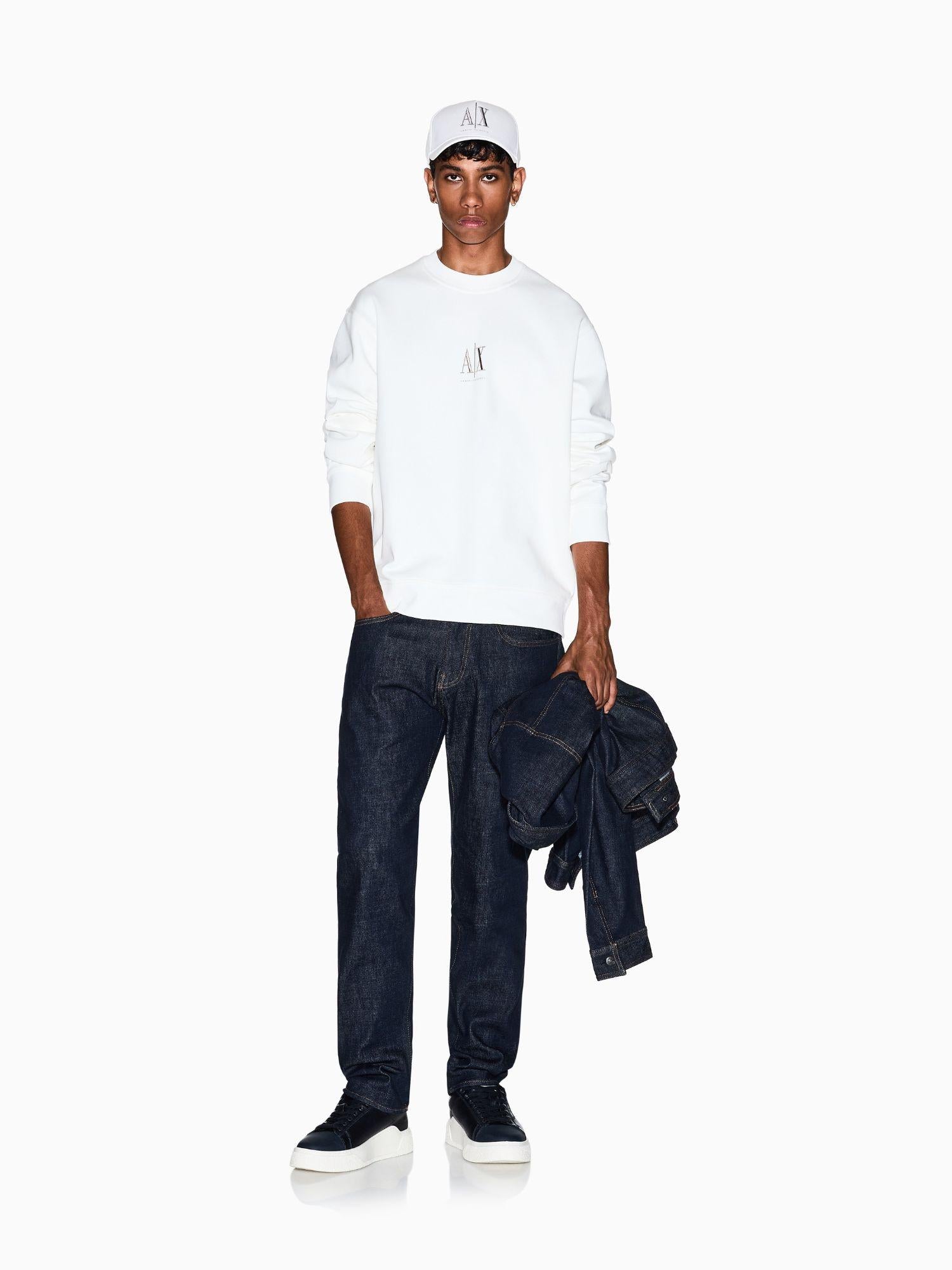 Armani Exchange Felpa girocollo con logo ricamato Uomo Bianco XM000368 AF10818 U0009 ARMANI EXCHANGE 