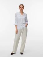 Vero Moda Camicia Donna Brunnera Blue Snow White Vmbumpy 10275283 Brunnera Blue VERO MODA 