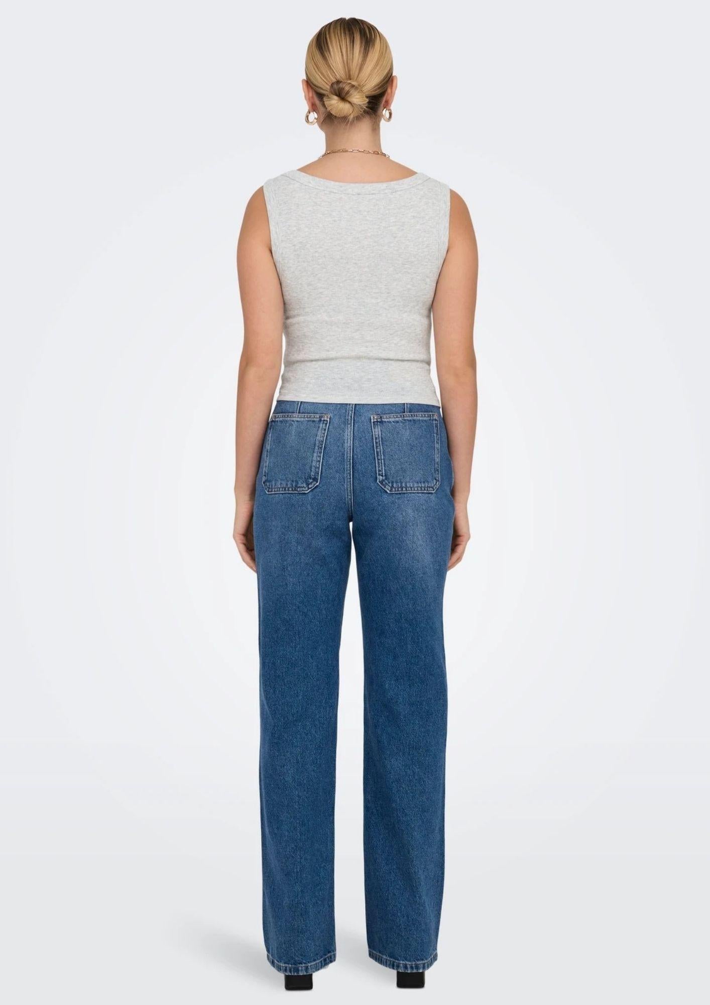 Only Canotta Donna Easy Grigio Chiaro 15315571 Light Grey Melange ONLY 