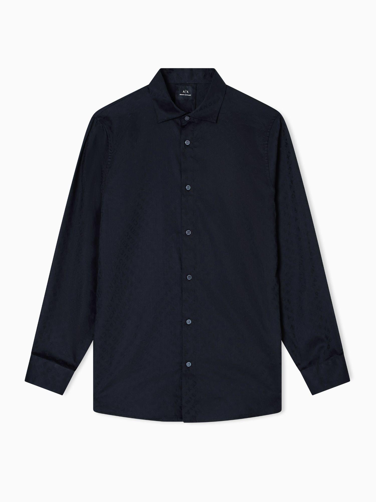Armani Exchange Camicia regular fit logo allover Uomo Nero Armani XM001142 AF13131 FC022 ARMANI EXCHANGE 