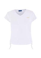 Yes Zee T-Shirt Donna Scollo a V Coulisse Sul Fondo Bianco Gesso T270 S700 0107 YES ZEE 