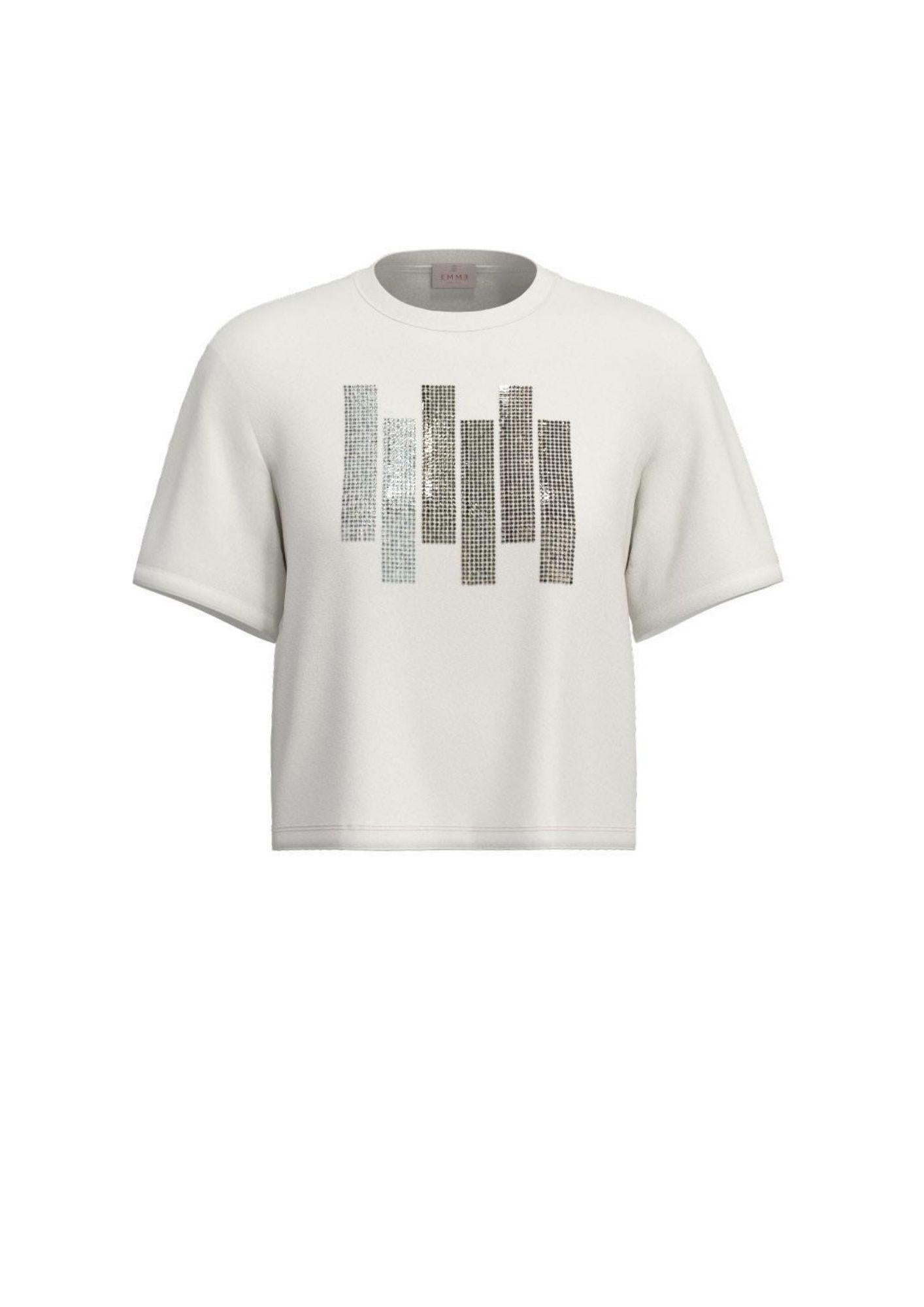 Emme Marella T-Shirt Donna Emmtessile Bianca Stampa Hotfix Oro 2615971071200 002 EMME MARELLA 