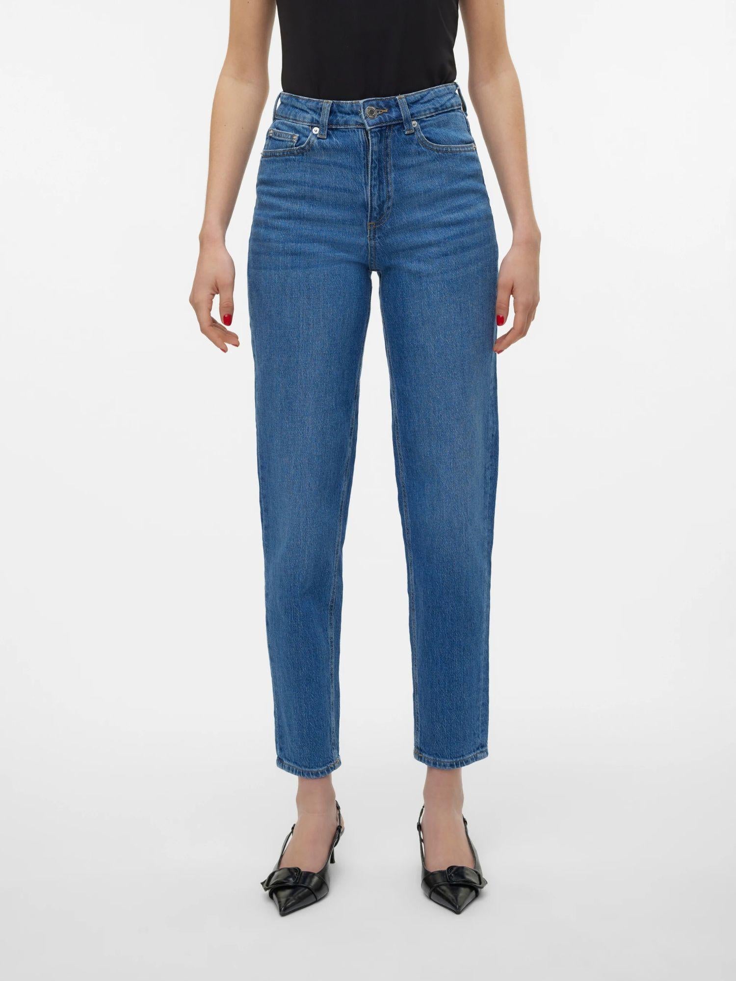 Vero Moda VMTESSA Vita alta Mom Fit Jeans Donna Medium Blue Denim 10297655 Medium Blue Denim VERO MODA 