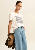 Emme Marella T-Shirt Donna Bianca Stampa Blu Geometrico 2615971051200 003 EMME MARELLA 