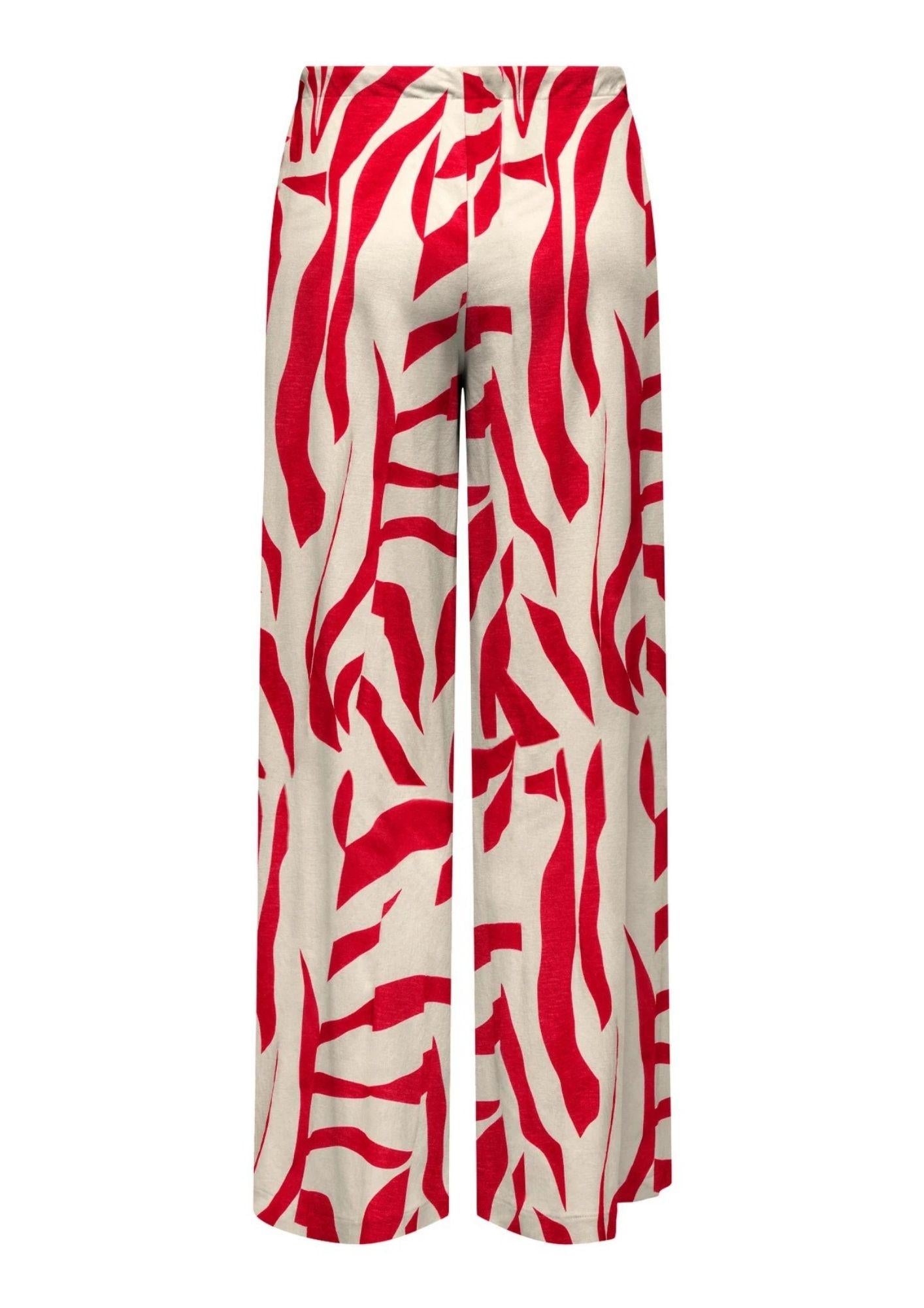 Only Pantalone Donna Sakura Bianco e Rosso 15366882 Barbados Cherry ONLY 