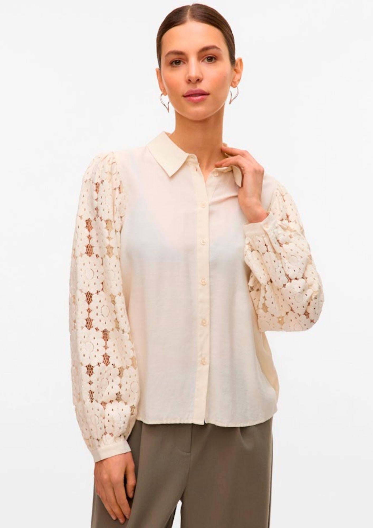 Vero Moda Camicia Donna Fabena Bianco Betulla 10332693 Birch TONE IN TONE LACE VERO MODA 