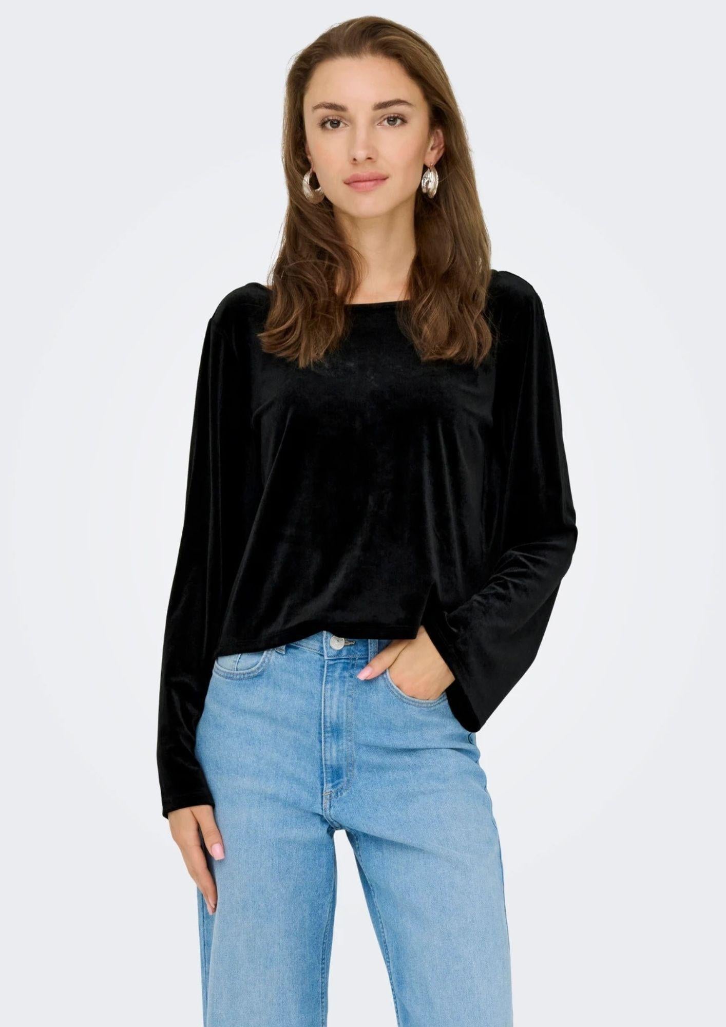 Jacqueline De Yong Maglia Donna Victory Nera 15363518 Black BOW JACQUELINE DE YONG 