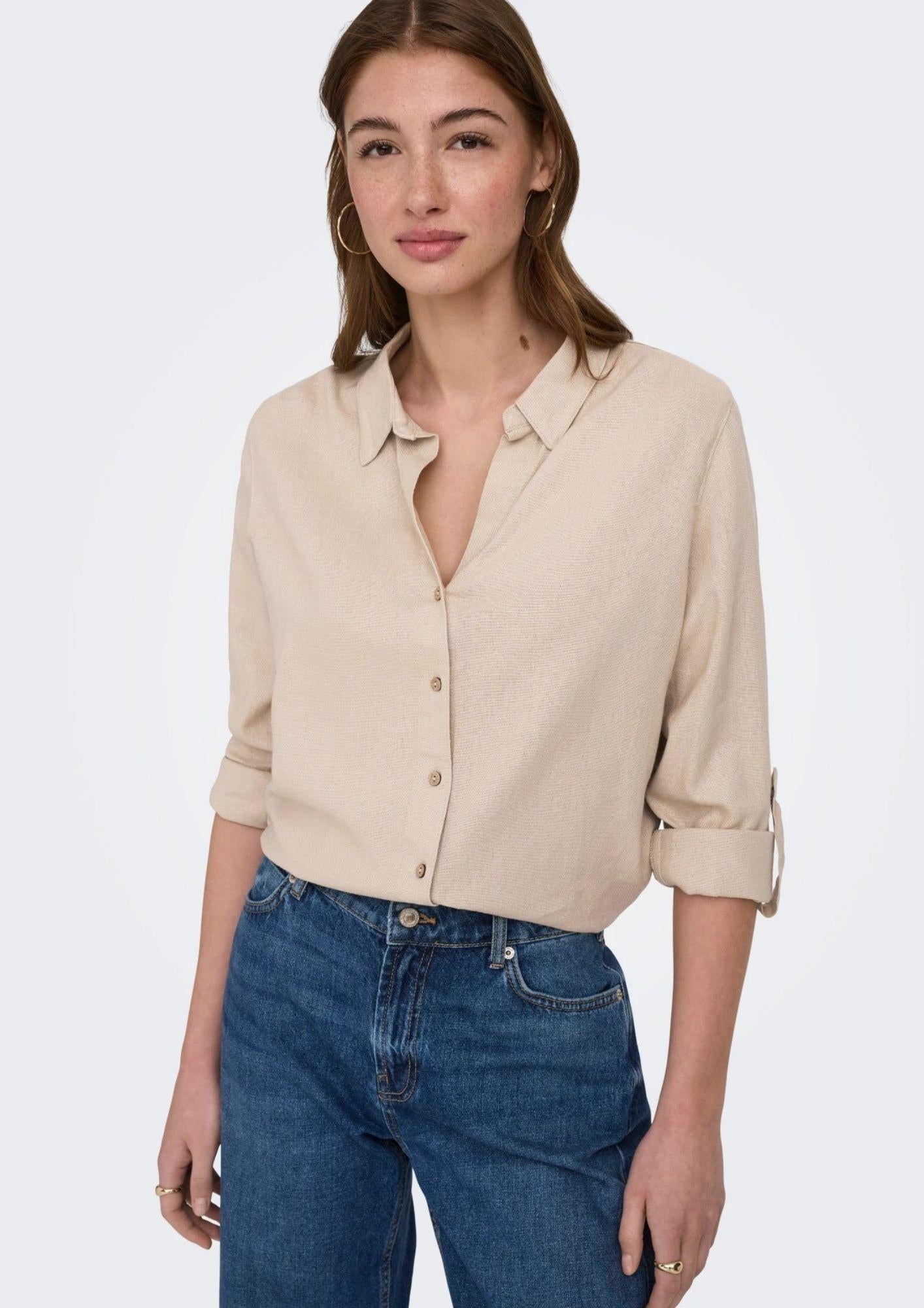 Only Camicia Donna Goa Beige 15363991 Oxford Tan ONLY 