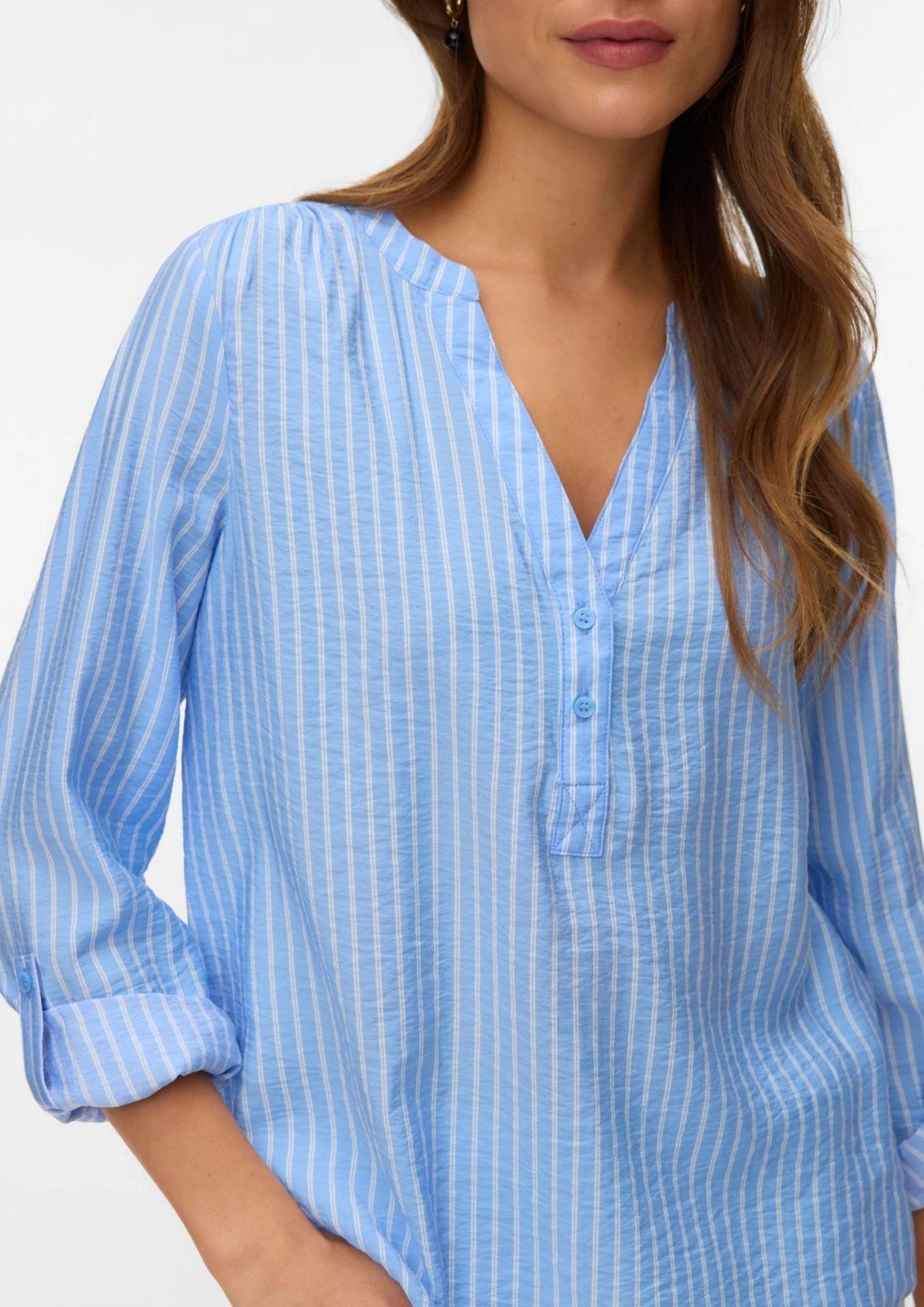 Vero Moda Blusa Donna Kaja Blu Sandra 10340684 Vista Blue Sandra VERO MODA 